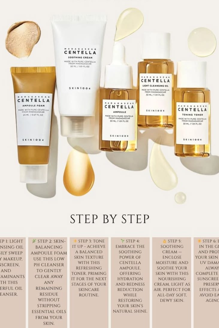 SKIN1004 Centella Cleanser ,Face Serum, Toner, Soothing SkinCare Travel Set