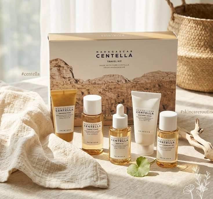 SKIN1004 Centella Cleanser ,Face Serum, Toner, Soothing SkinCare Travel Set