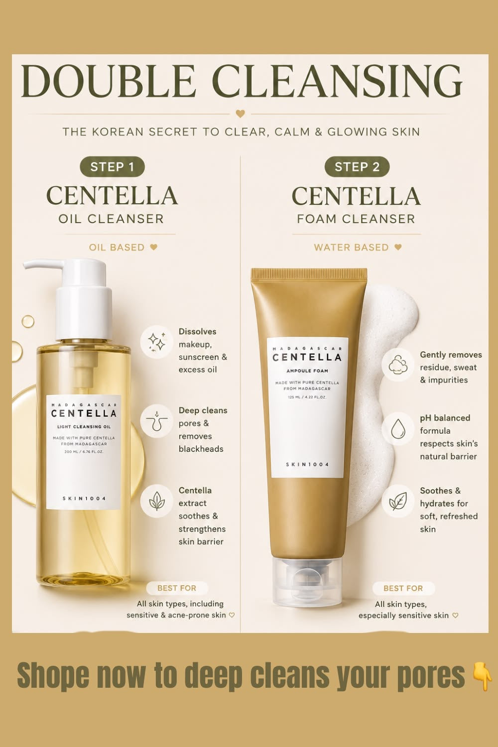 Skin1004 Centella Double face Cleanser Set Exfoliating Calming & Hydrating